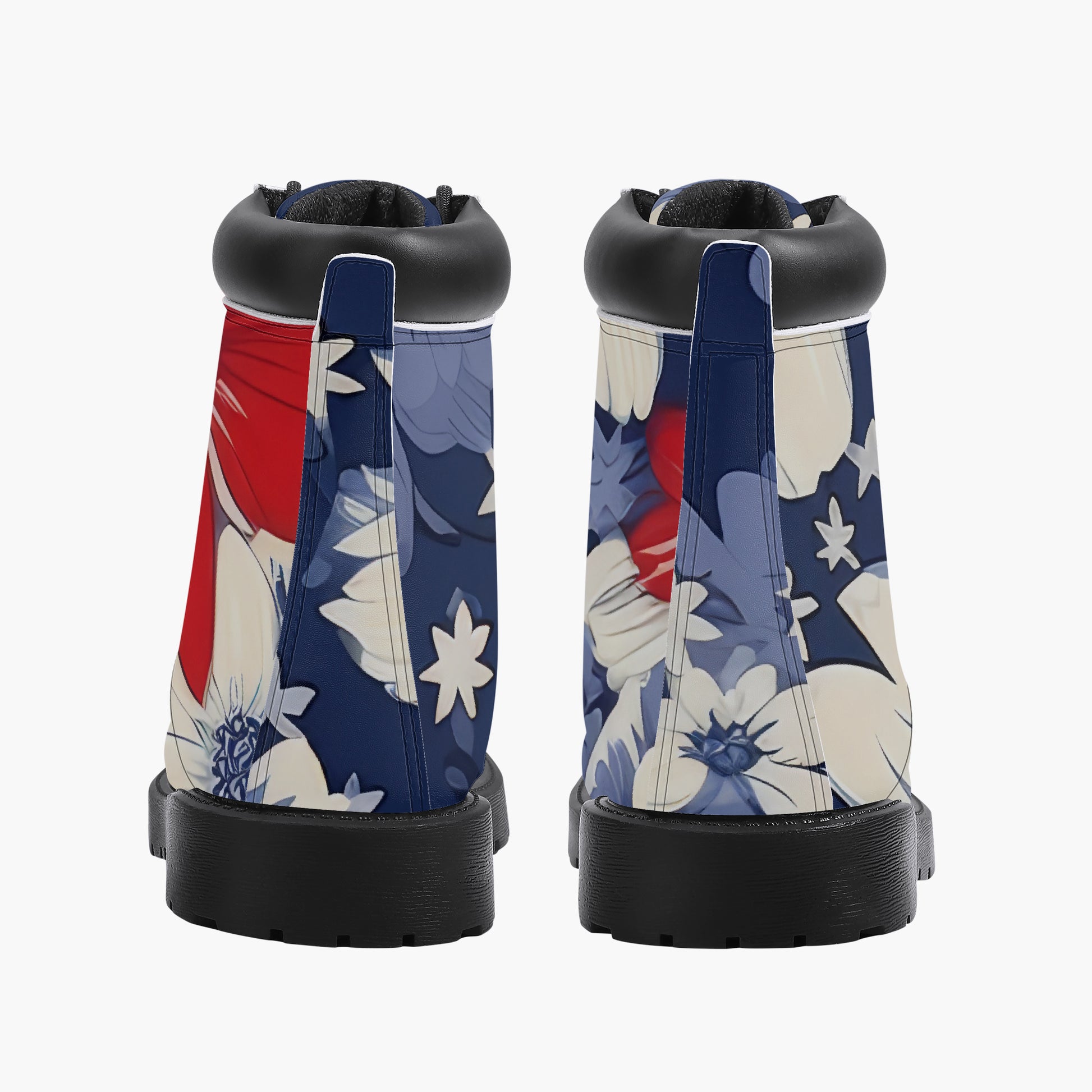 Red White Blue Flower Leder Boots | Stylische und Warme Winterstiefel Boots JLR Design