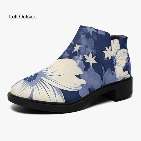 Red White Blue Flowers elegante Reißverschluss-Stiefeletten Stiefeletten JLR Design