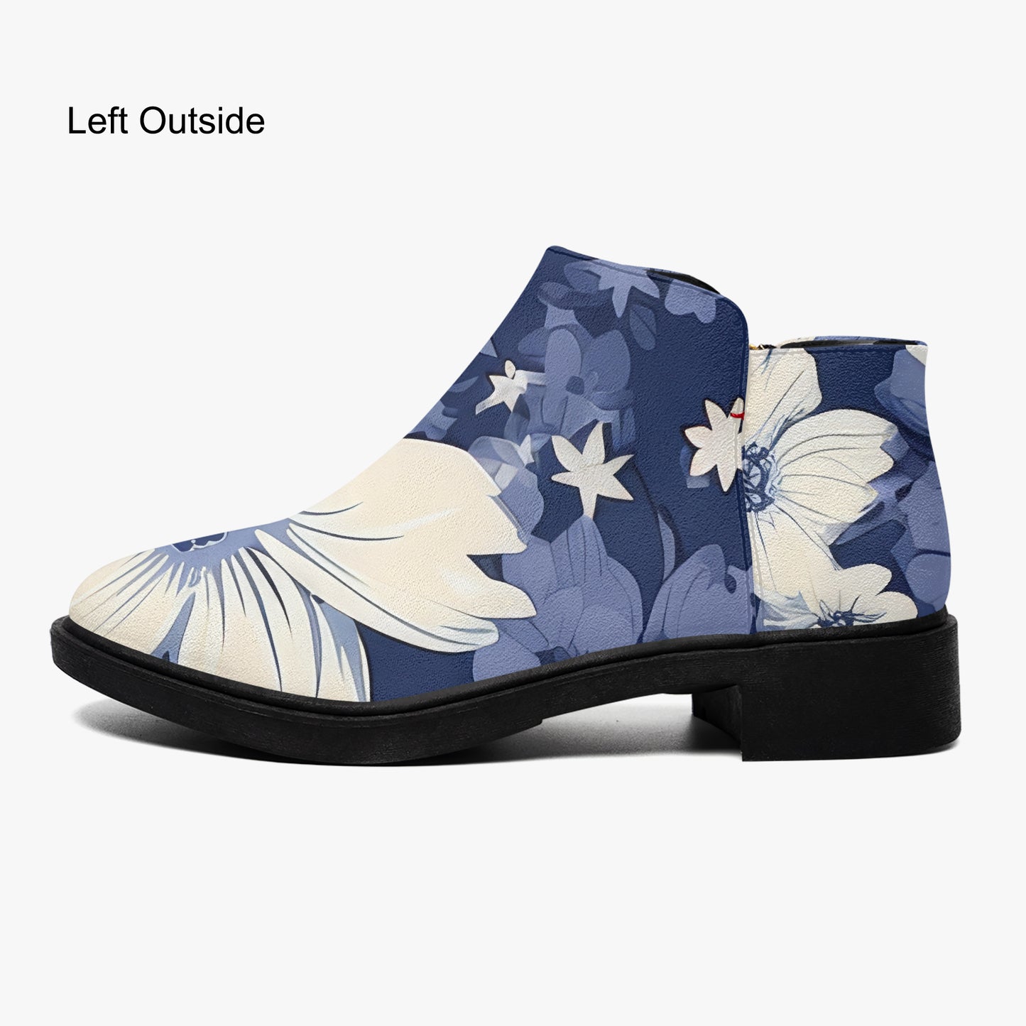 Red White Blue Flowers elegante Reißverschluss-Stiefeletten Stiefeletten JLR Design