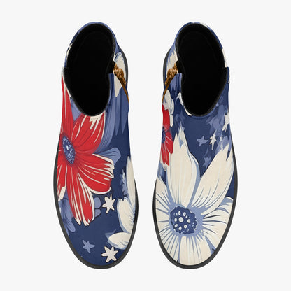 Red White Blue Flowers elegante Reißverschluss-Stiefeletten Stiefeletten JLR Design