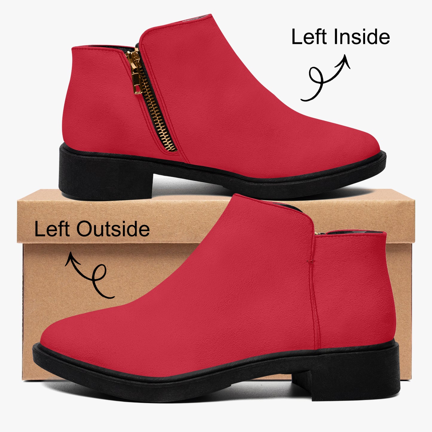 Rote elegante Reißverschluss-Stiefeletten Stiefeletten JLR Design