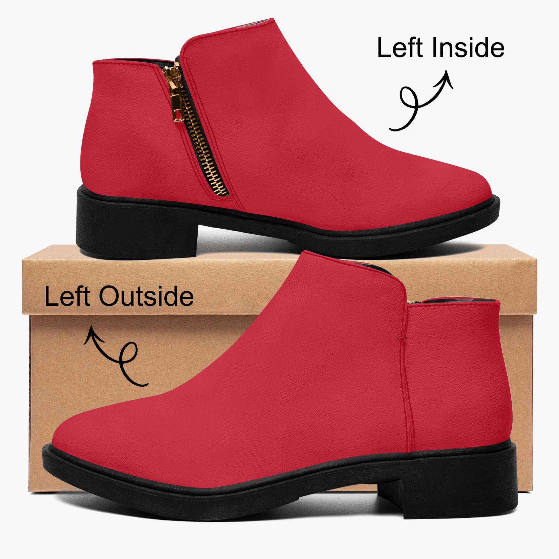 Rote elegante Reißverschluss-Stiefeletten Stiefeletten JLR Design