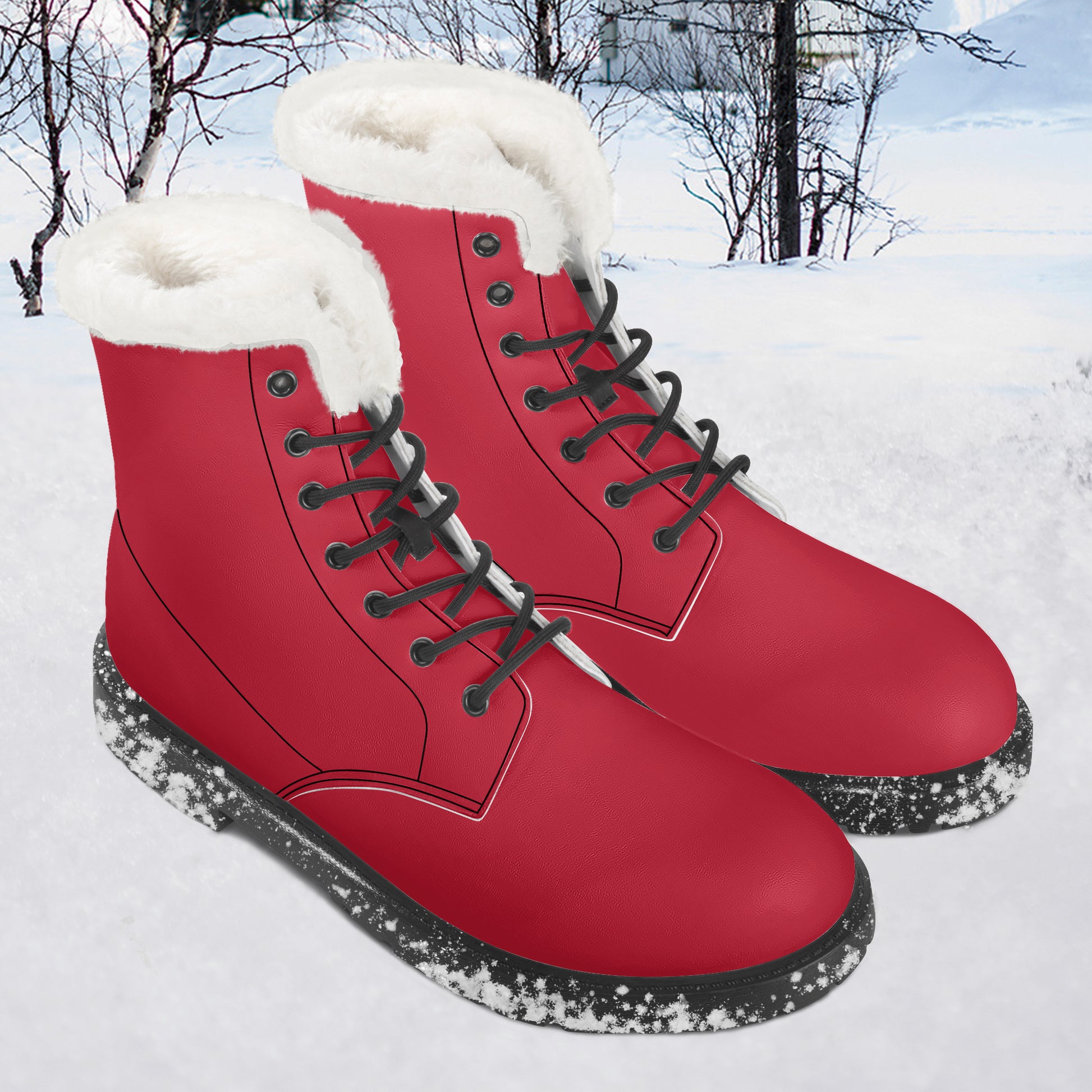 Rote Faux Fur Leder Boots Boots JLR Design