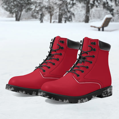 Rote Leder Boots | Stylische und Warme Winterstiefel Boots JLR Design