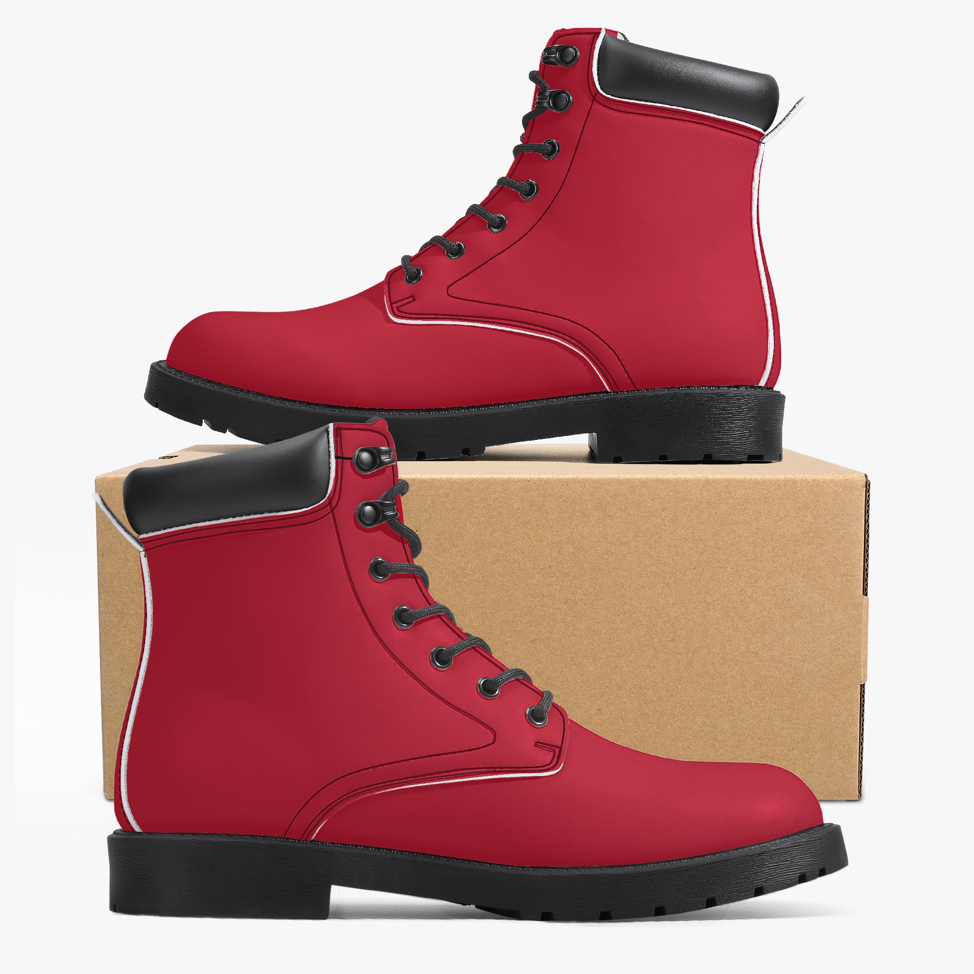 Rote Leder Boots | Stylische und Warme Winterstiefel Boots JLR Design