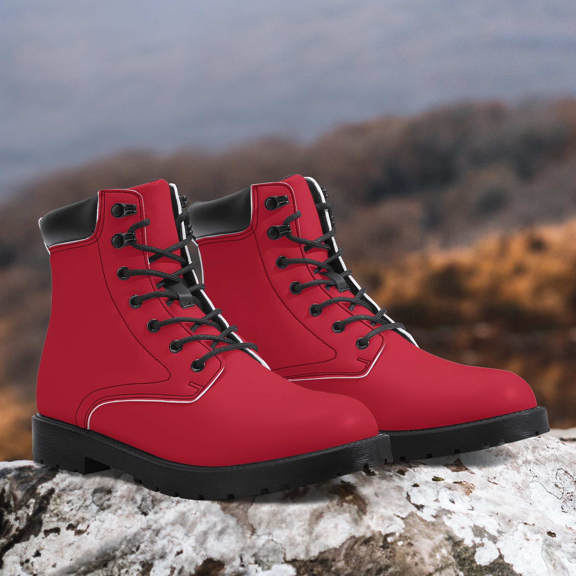 Rote Leder Boots | Stylische und Warme Winterstiefel Boots JLR Design