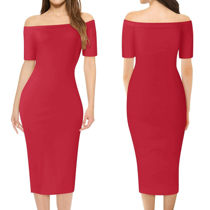 Rotes Off-Shoulder-Kleid -- Rotes Off-Shoulder-Kleid - undefined Off-Shoulder-Kleid | JLR Design