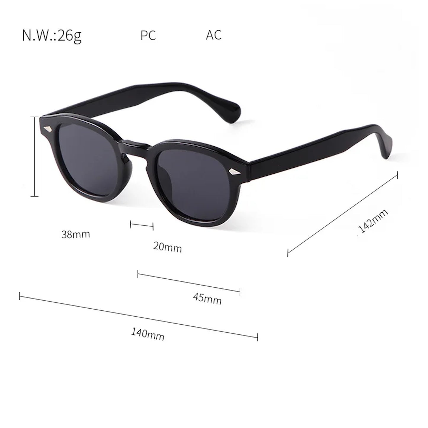 Runde Vintage Sonnenbrille UV 400 Brille JLR Design