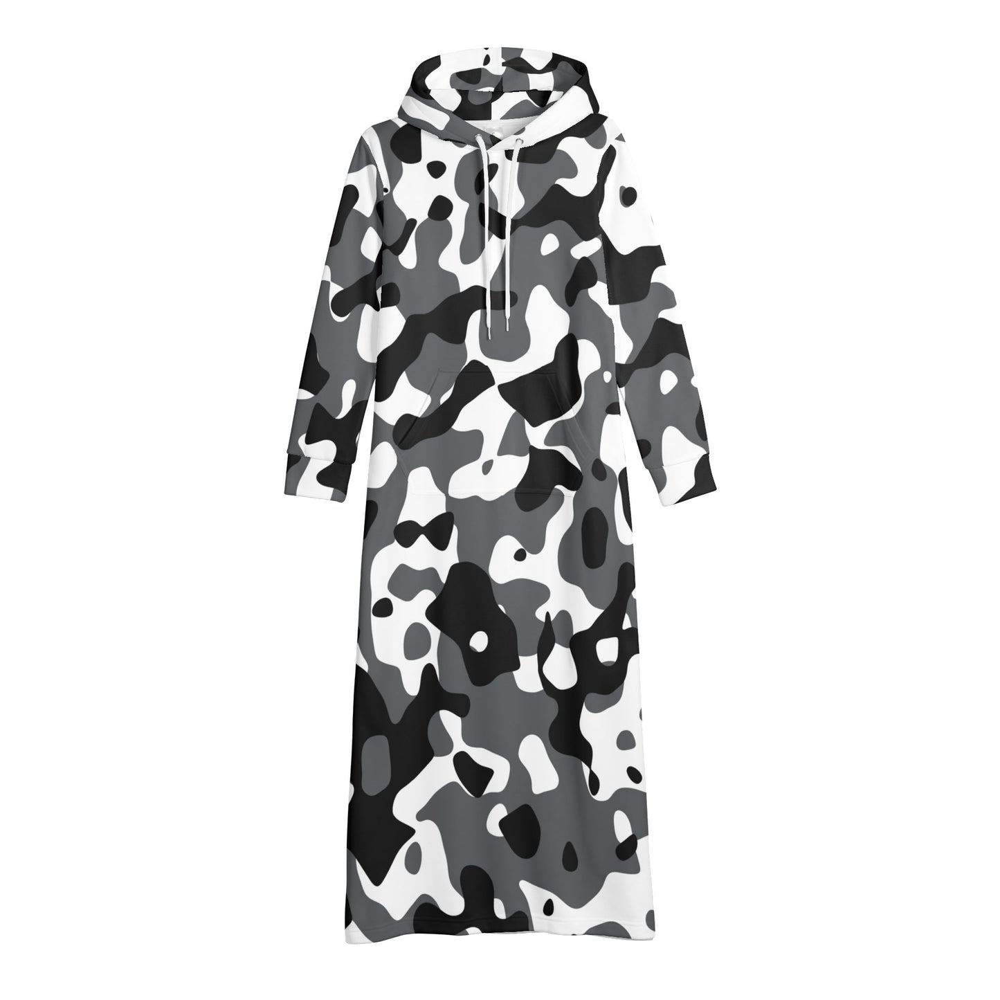 Schwarz Grau Weiß Camouflage bequemes leichtes Hoodie Kleid Hoodiekleid JLR Design