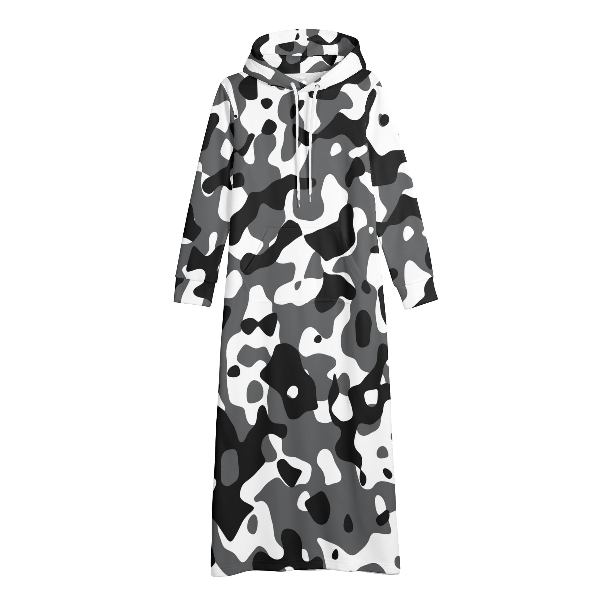 Schwarz Grau Weiß Camouflage bequemes leichtes Hoodie Kleid Hoodiekleid JLR Design