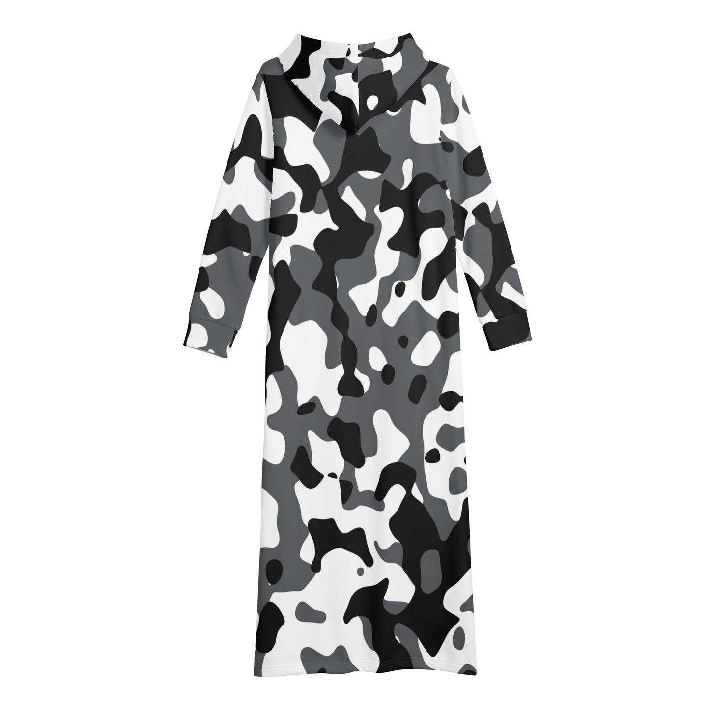 Schwarz Grau Weiß Camouflage bequemes leichtes Hoodie Kleid Hoodiekleid JLR Design