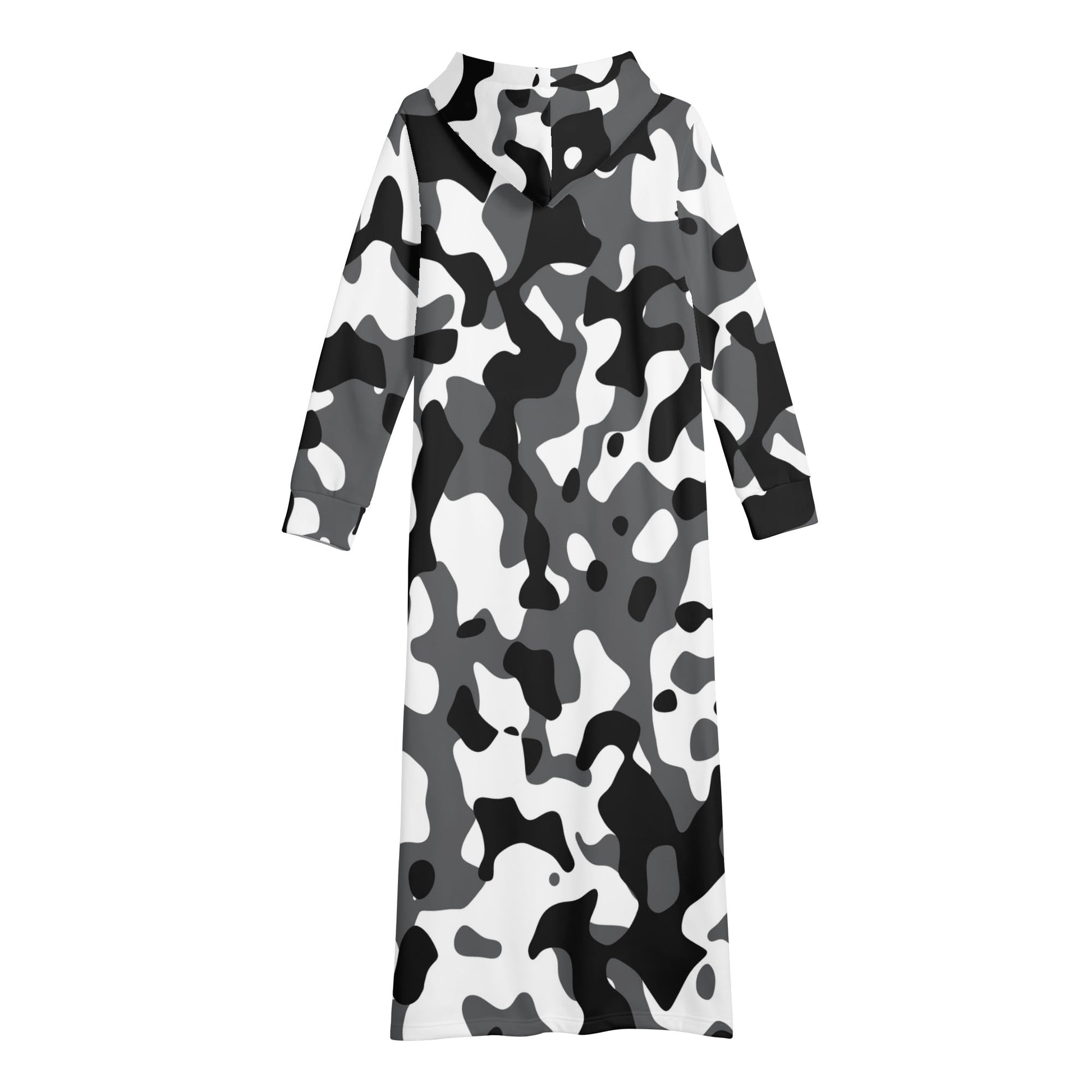 Schwarz Grau Weiß Camouflage bequemes leichtes Hoodie Kleid Hoodiekleid JLR Design