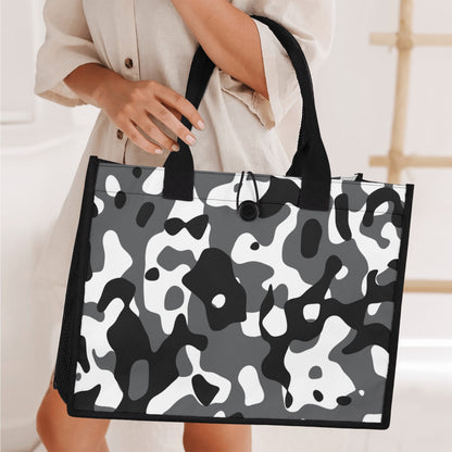 Schwarz Grau Weiß Camouflage Canvas Shopper Tasche Einkaufstasche JLR Design