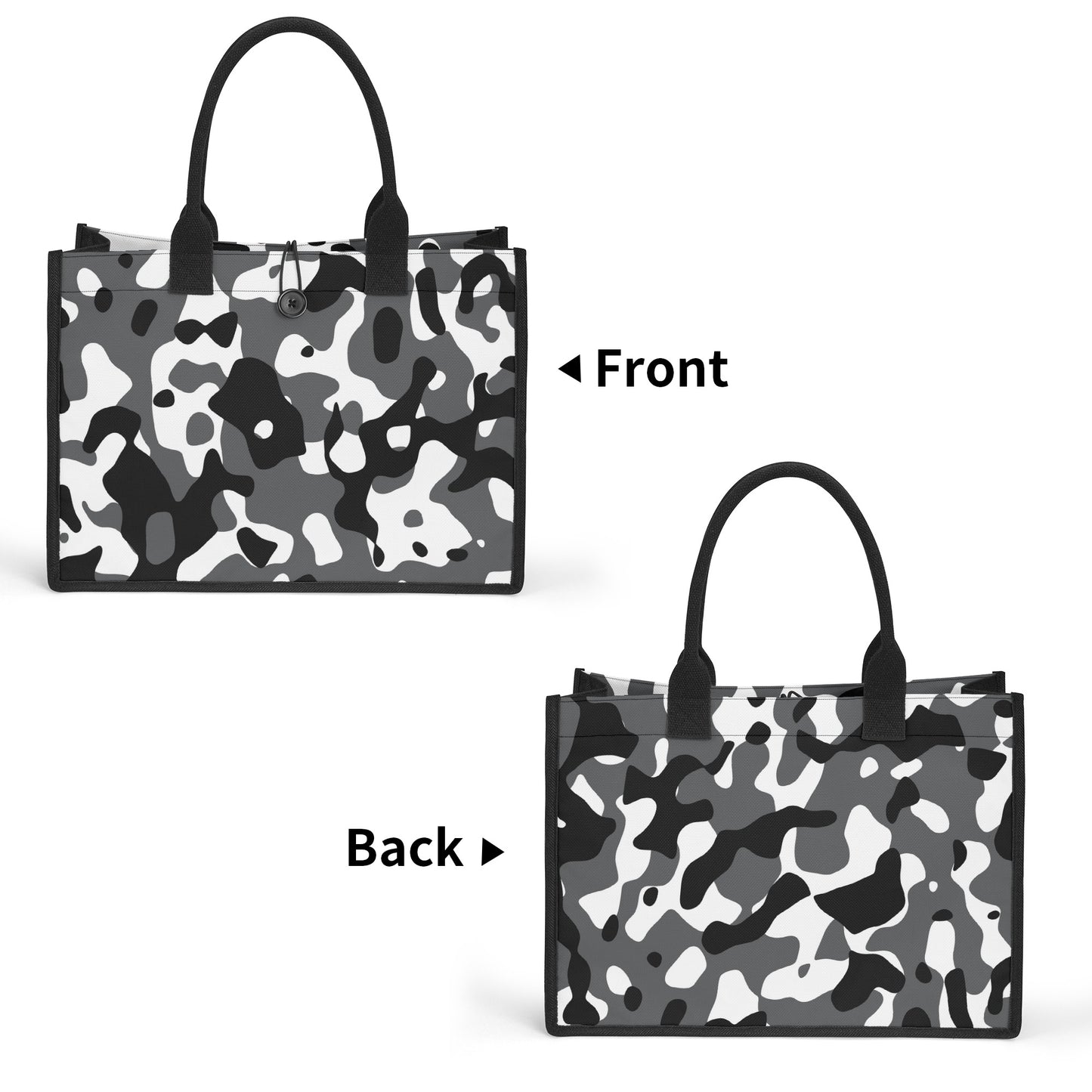 Schwarz Grau Weiß Camouflage Canvas Shopper Tasche Einkaufstasche JLR Design