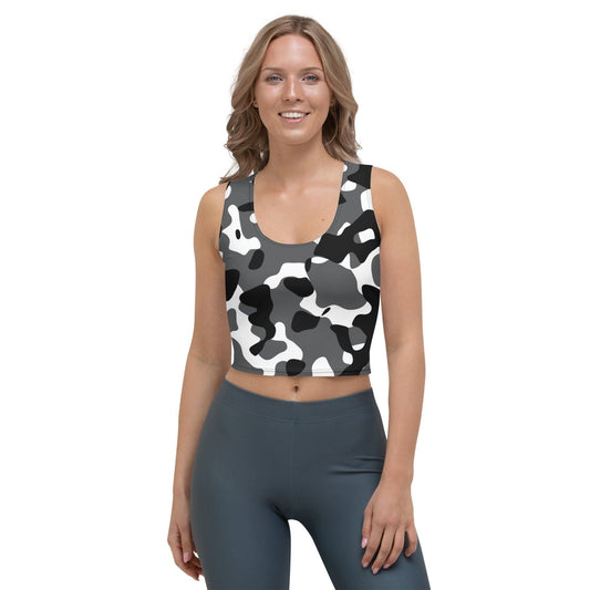 Schwarz Grau Weiß Camouflage Damen Crop Top Crop Top 47.99 Camouflage, Crop, Damen, Top JLR Design