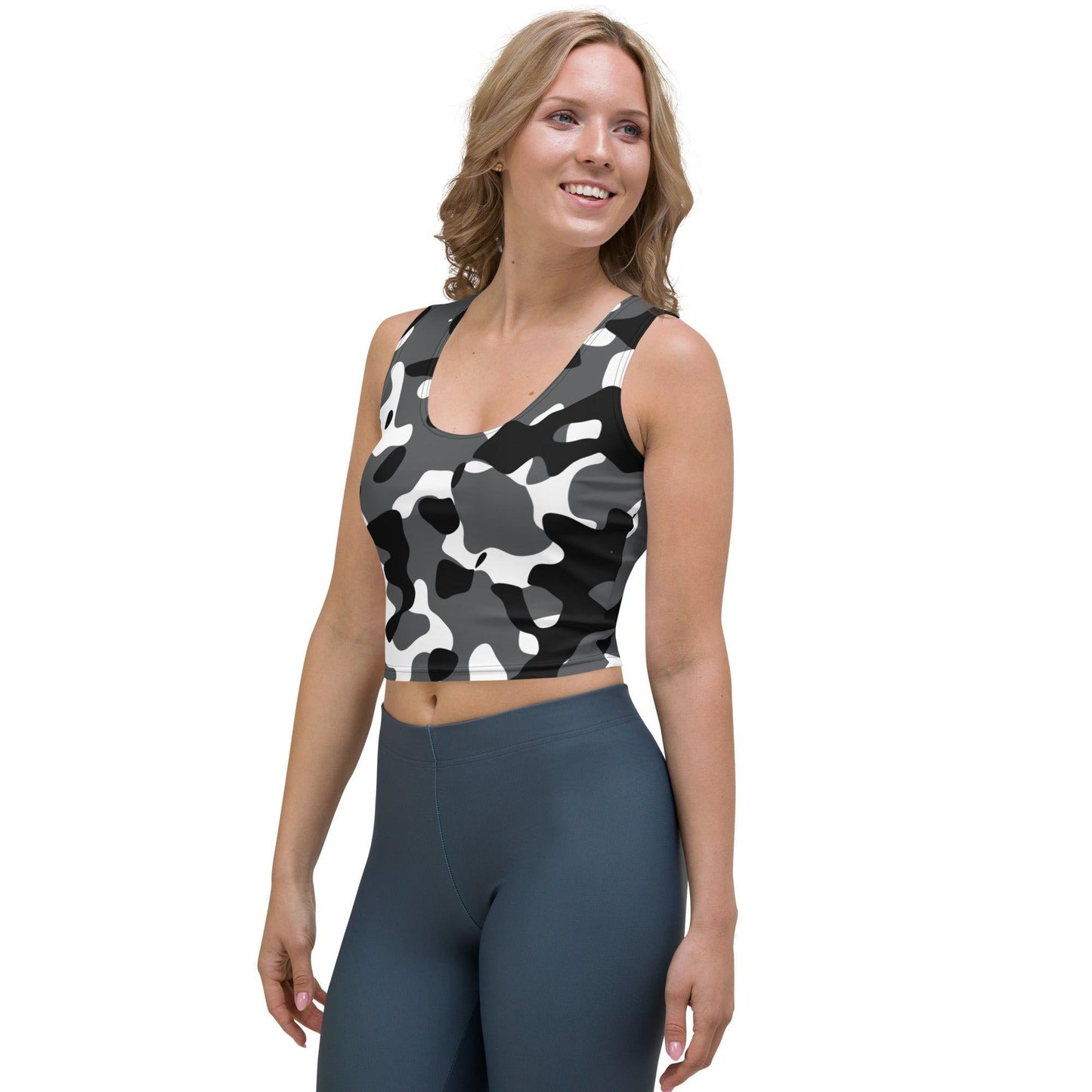 Schwarz Grau Weiß Camouflage Damen Crop Top Crop Top JLR Design