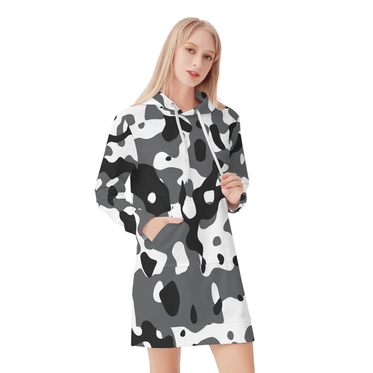 schwarz-grau-weiss-camouflage-velvet-hoodie-dress-hoodiekleid-jlr-design-35761 - JLR Design