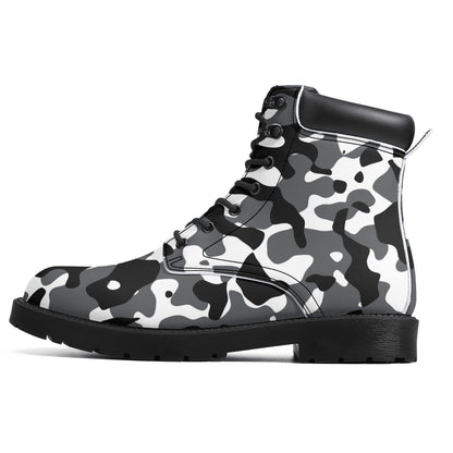 Schwarz Grau Weiß Camouflage Ganzjahres Stiefel für Damen Lederstiefel 82.99 Camouflage, Damen, Ganzjahres, Grau, Lederstiefel, Schwarz, Weiß JLR Design