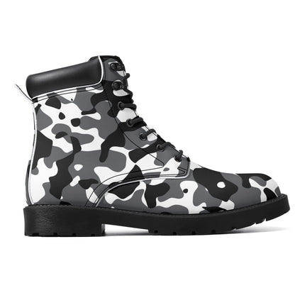 Schwarz Grau Weiß Camouflage Ganzjahres Stiefel für Damen Lederstiefel 82.99 Camouflage, Damen, Ganzjahres, Grau, Lederstiefel, Schwarz, Weiß JLR Design