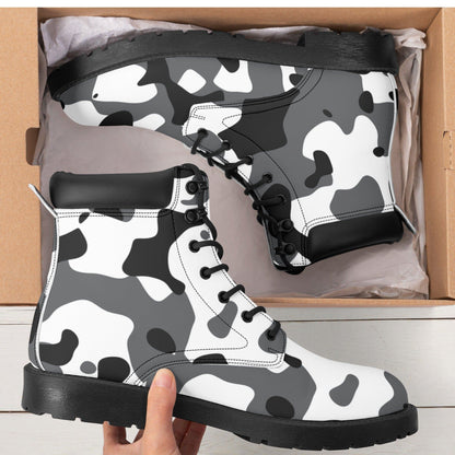 Schwarz Grau Weiß Camouflage Ganzjahres Stiefel für Herren Lederstiefel 82.99 Camouflage, Ganzjahres, Grau, Herren, Lederstiefel, Schwarz, Weiß JLR Design