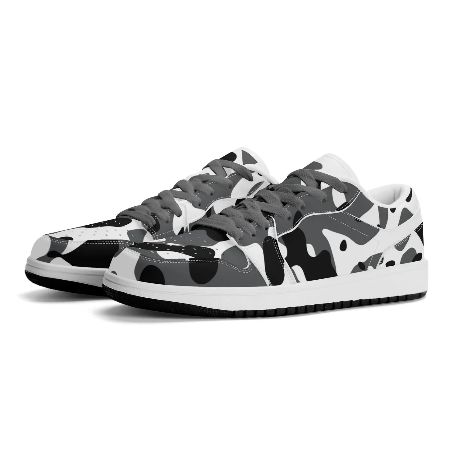 schwarz-grau-weiss-camouflage-low-top-leder-sneaker-fur-damen-sneaker-jlr-design-71410 - JLR Design