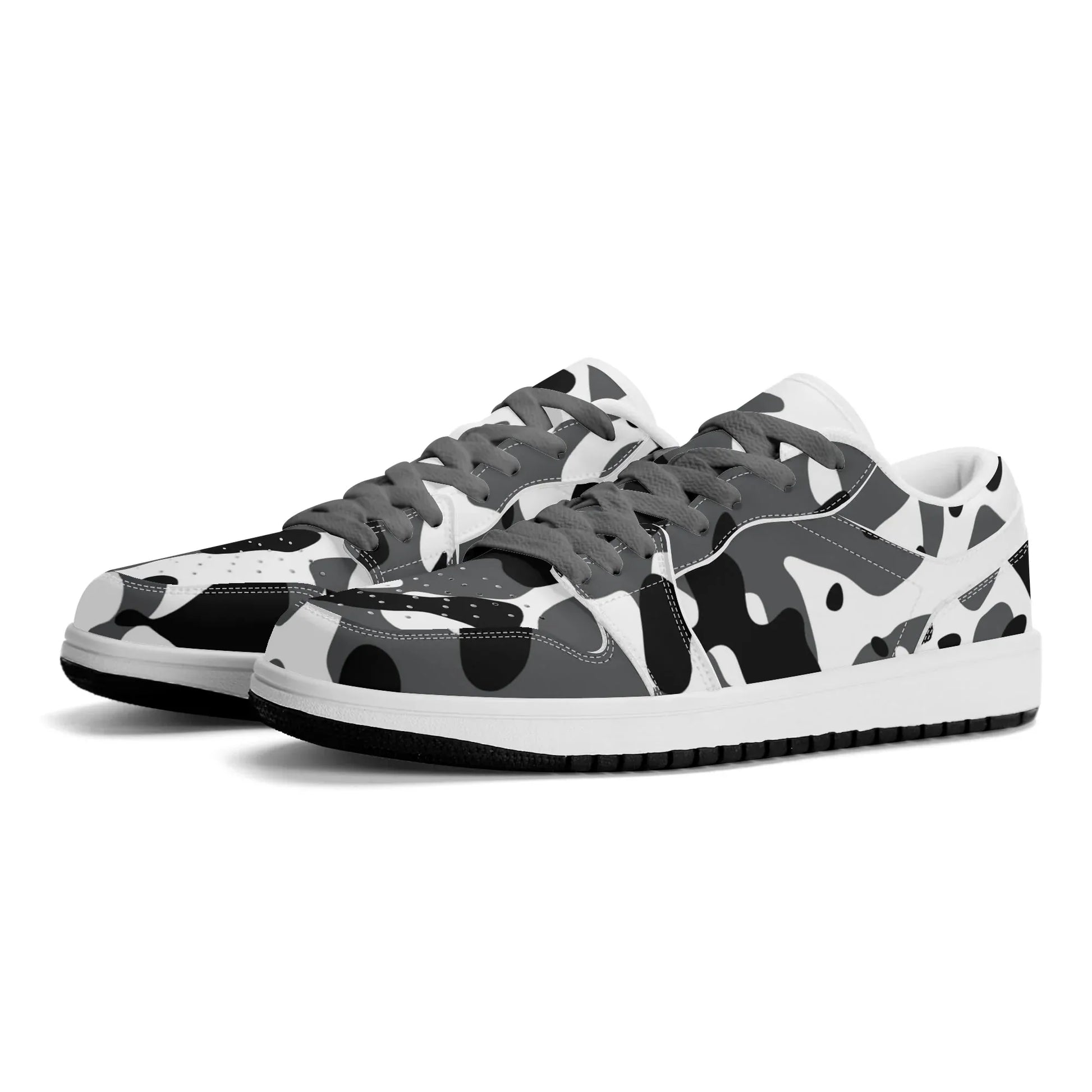 schwarz-grau-weiss-camouflage-low-top-leder-sneaker-fur-damen-sneaker-jlr-design-71410 - JLR Design