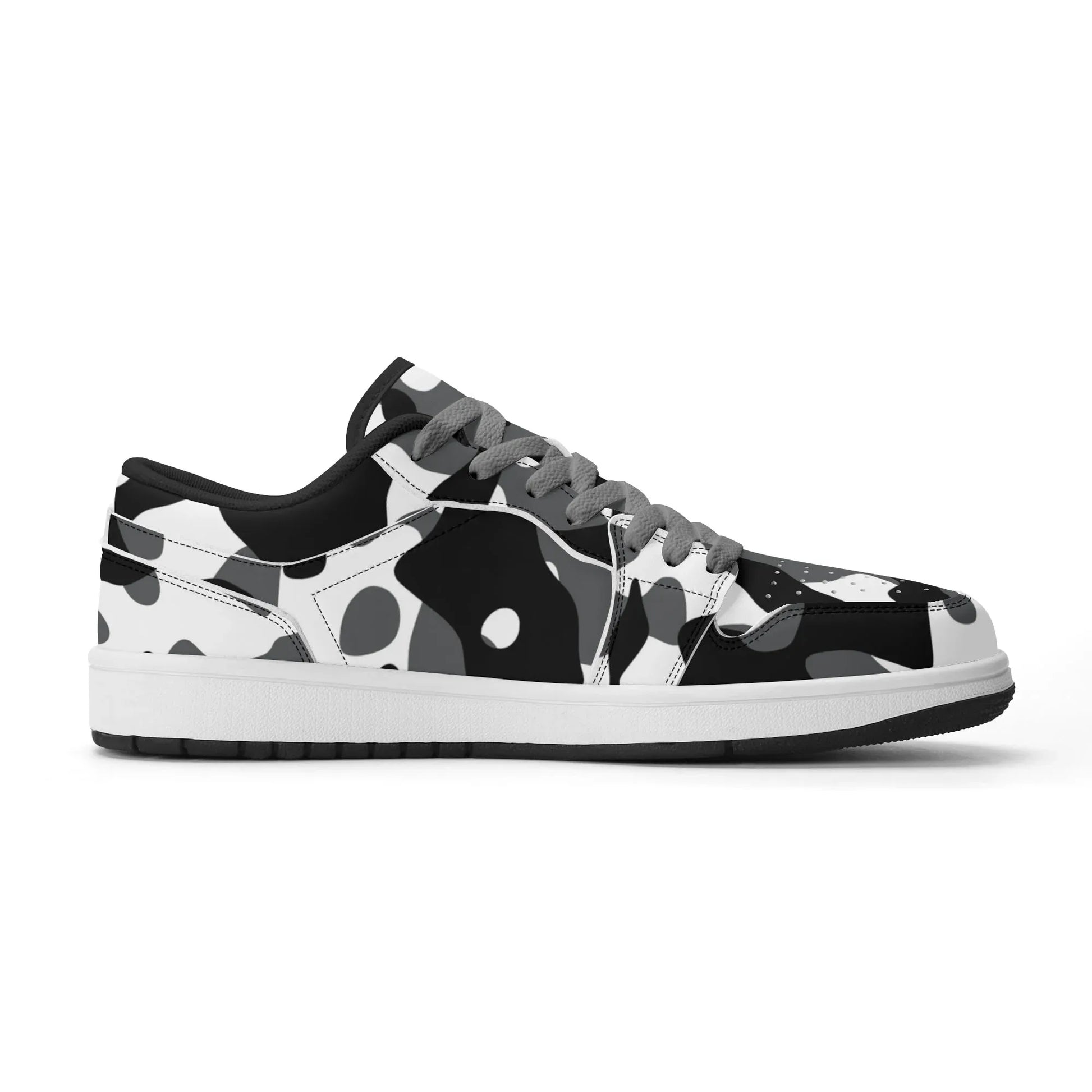 schwarz-grau-weiss-camouflage-low-top-leder-sneaker-fur-damen-sneaker-jlr-design-34403 - JLR Design