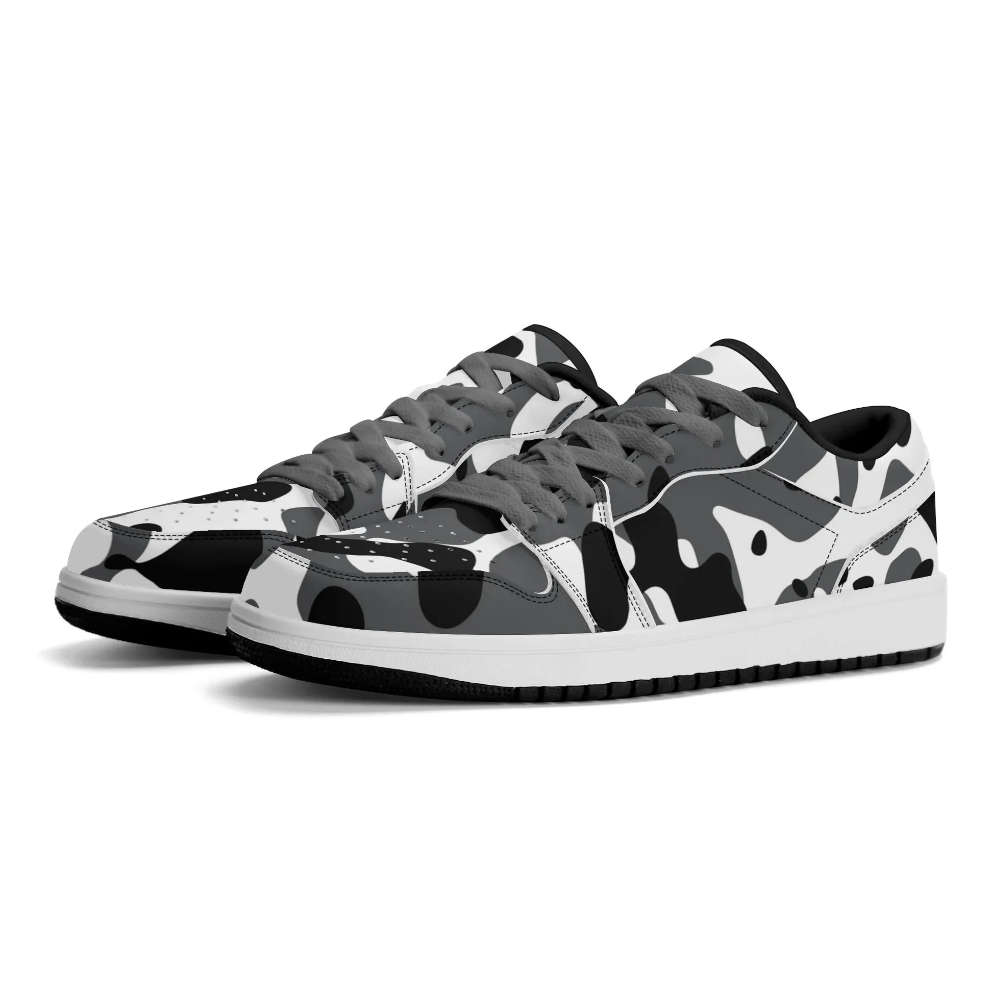 schwarz-grau-weiss-camouflage-low-top-leder-sneaker-fur-damen-sneaker-jlr-design-10480 - JLR Design