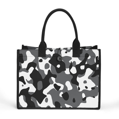 Schwarz Grau Weiß Camouflage Premium Canvas Shopper Tasche Tragetasche JLR Design