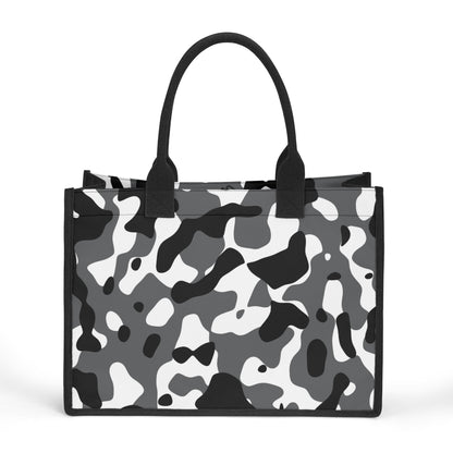 Schwarz Grau Weiß Camouflage Premium Canvas Shopper Tasche Tragetasche JLR Design