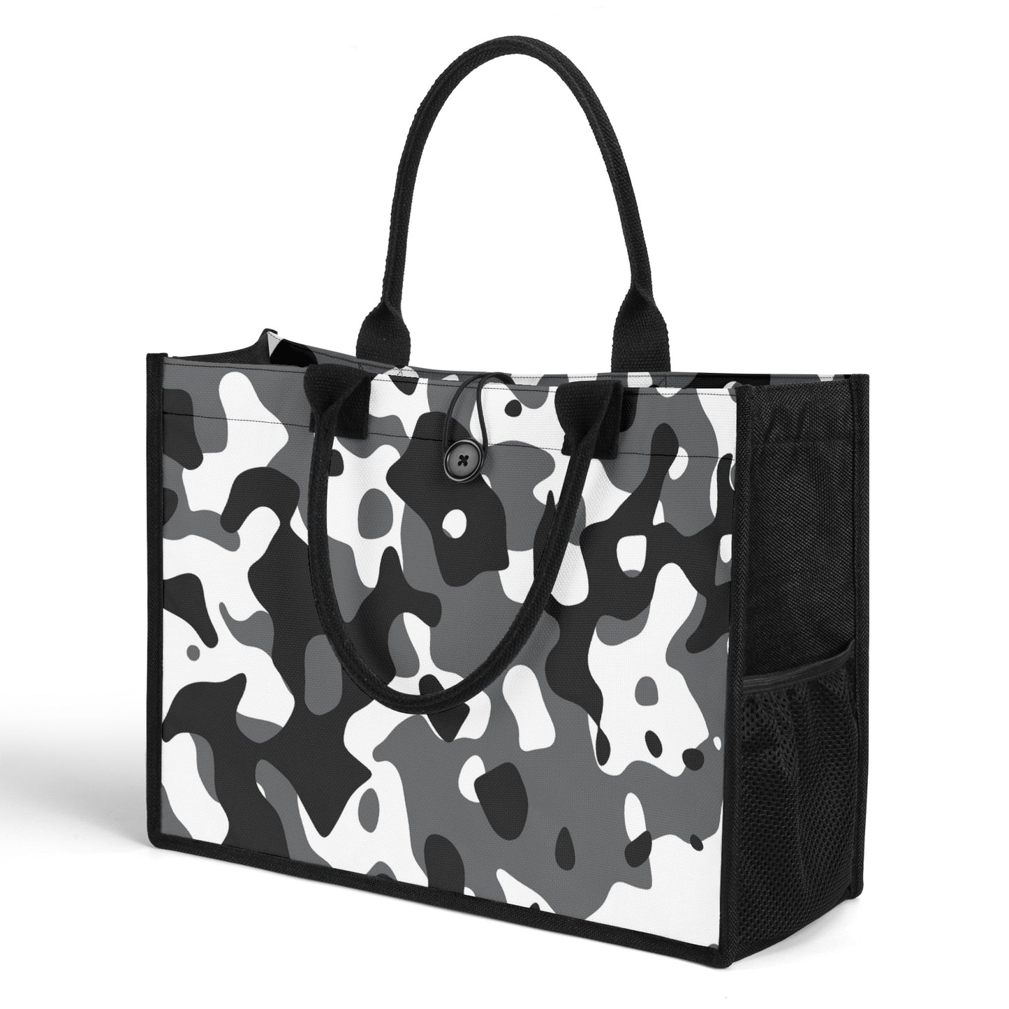 Schwarz Grau Weiß Camouflage Premium Canvas Shopper Tasche Tragetasche JLR Design