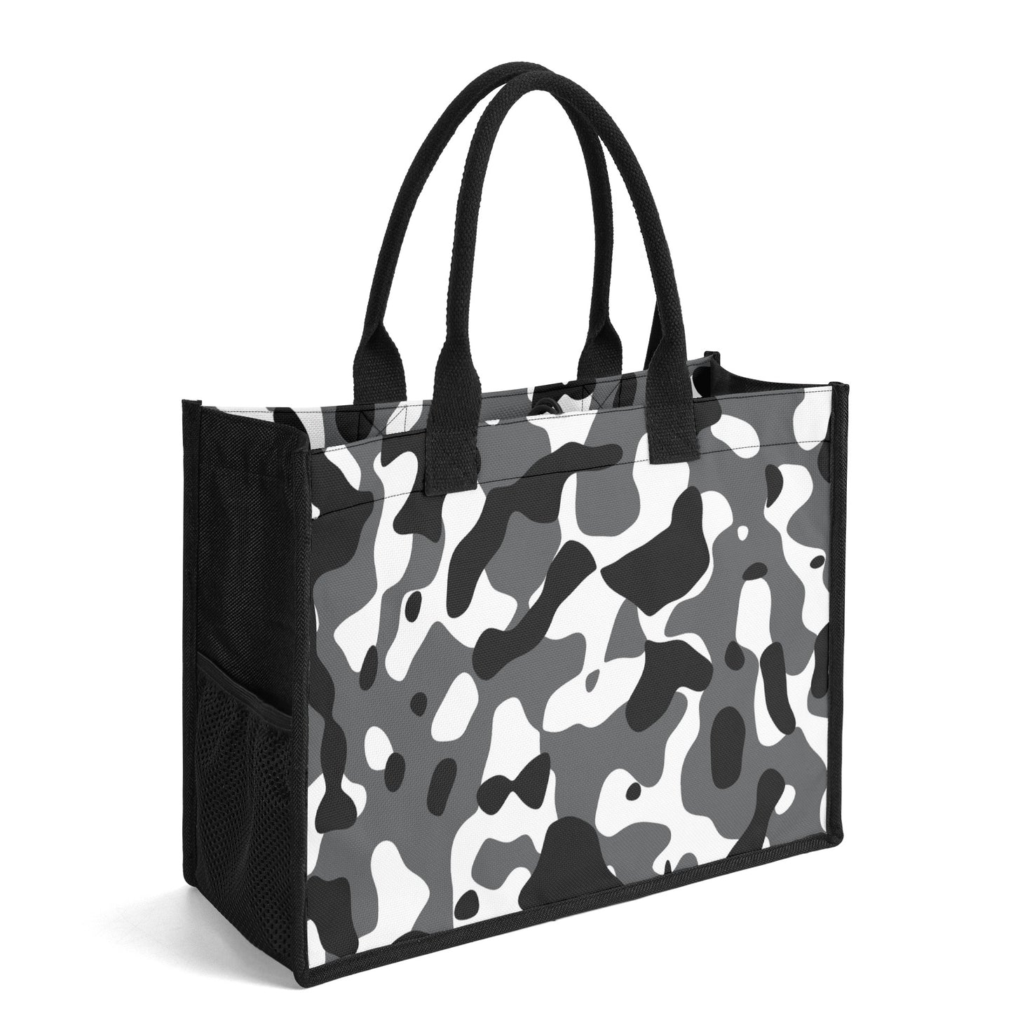 Schwarz Grau Weiß Camouflage Premium Canvas Shopper Tasche Tragetasche JLR Design