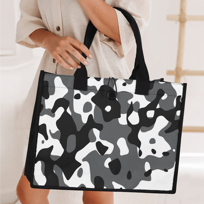 Schwarz Grau Weiß Camouflage Premium Canvas Shopper Tasche Tragetasche JLR Design