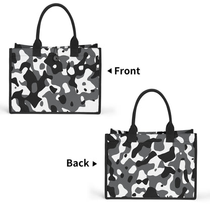 Schwarz Grau Weiß Camouflage Premium Canvas Shopper Tasche Tragetasche JLR Design