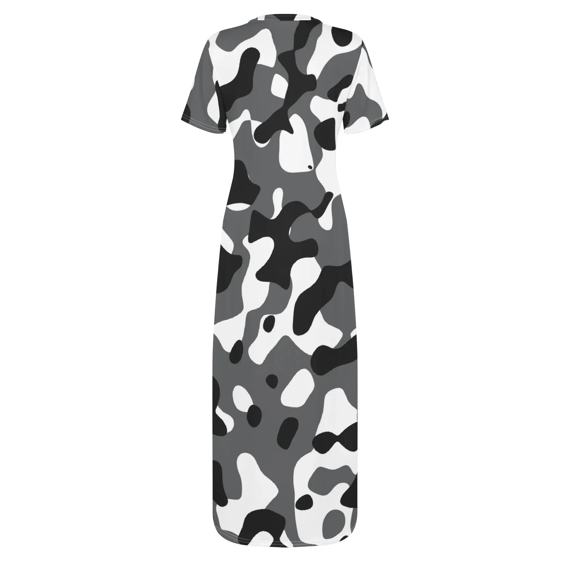schwarz-grau-weiss-camouflage-short-sleeve-long-dress-long-dress-jlr-design-93781 - JLR Design