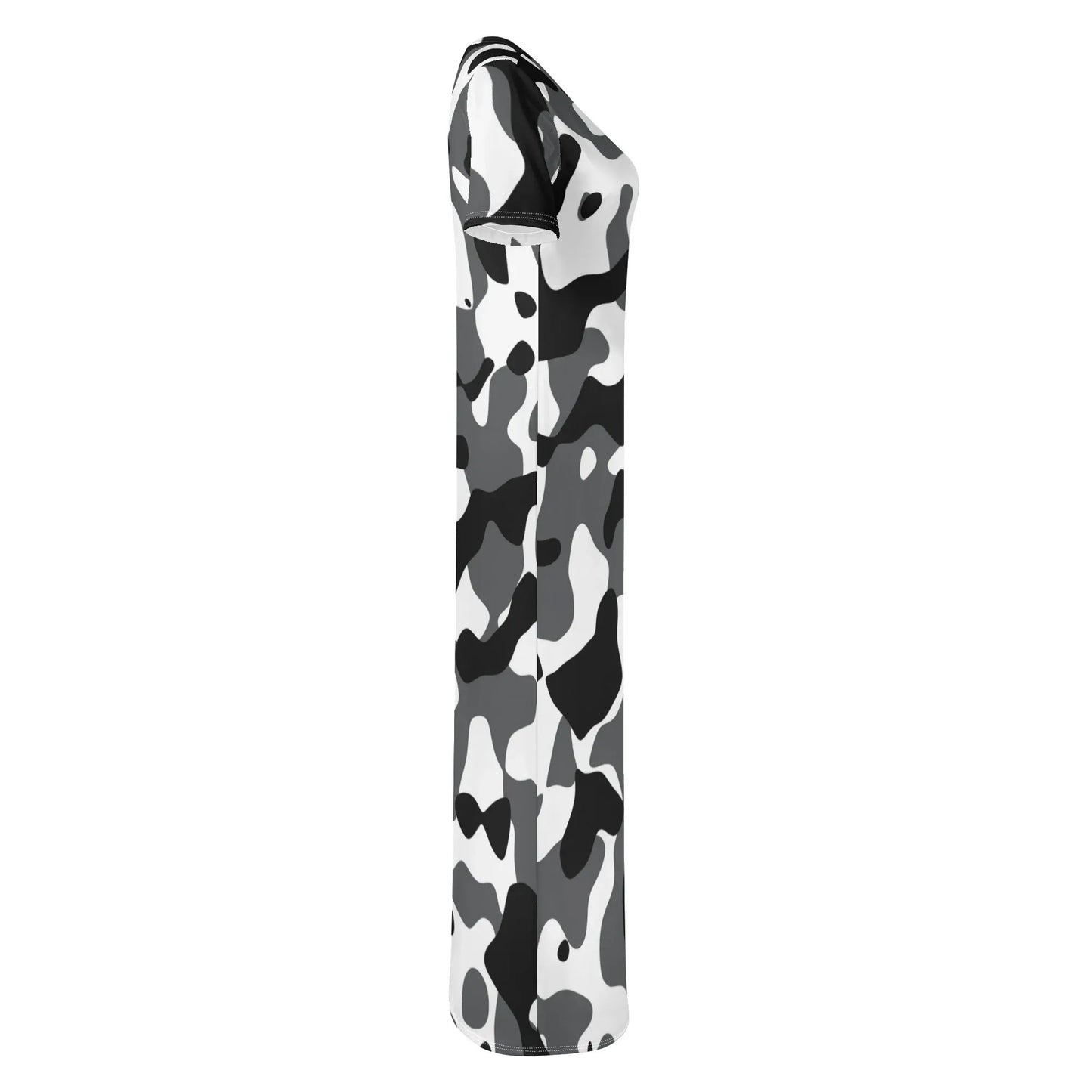 schwarz-grau-weiss-camouflage-short-sleeve-long-dress-long-dress-jlr-design-58034 - JLR Design
