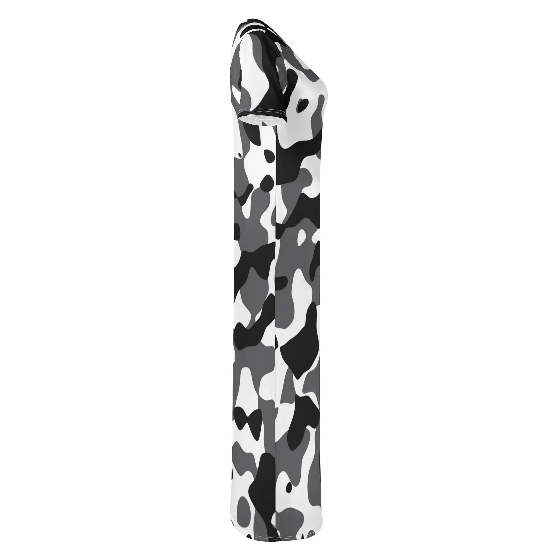 schwarz-grau-weiss-camouflage-short-sleeve-long-dress-long-dress-jlr-design-58034 - JLR Design