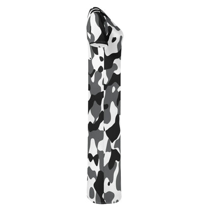 schwarz-grau-weiss-camouflage-short-sleeve-long-dress-long-dress-jlr-design-58034 - JLR Design
