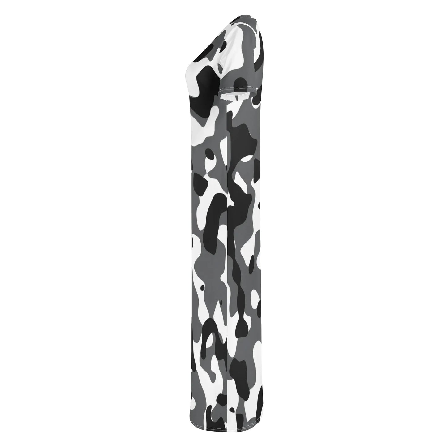 schwarz-grau-weiss-camouflage-short-sleeve-long-dress-long-dress-jlr-design-55376 - JLR Design