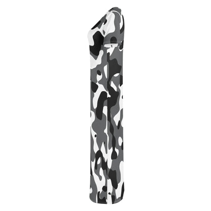 schwarz-grau-weiss-camouflage-short-sleeve-long-dress-long-dress-jlr-design-55376 - JLR Design