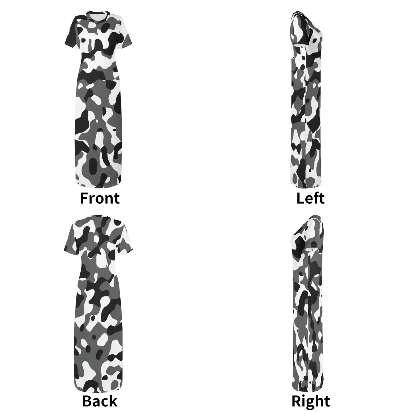 schwarz-grau-weiss-camouflage-short-sleeve-long-dress-long-dress-jlr-design-50103 - JLR Design