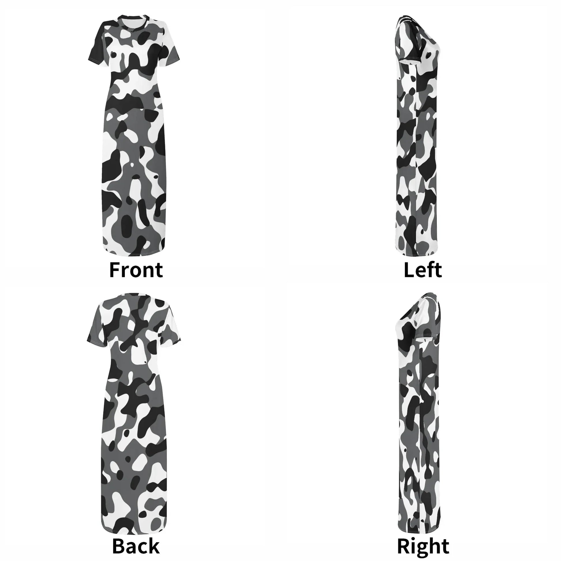 schwarz-grau-weiss-camouflage-short-sleeve-long-dress-long-dress-jlr-design-50103 - JLR Design