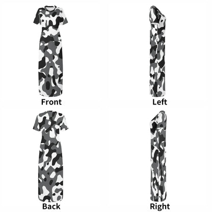schwarz-grau-weiss-camouflage-short-sleeve-long-dress-long-dress-jlr-design-50103 - JLR Design