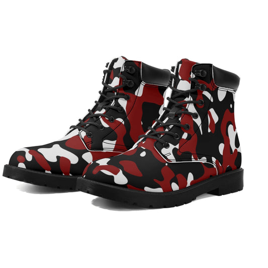 Schwarz Rot Weiß Camouflage Ganzjahres Stiefel für Herren Lederstiefel 82.99 Camouflage, Ganzjahres, Herren, Lederstiefel, Rot, Schwarz, Weiß JLR Design