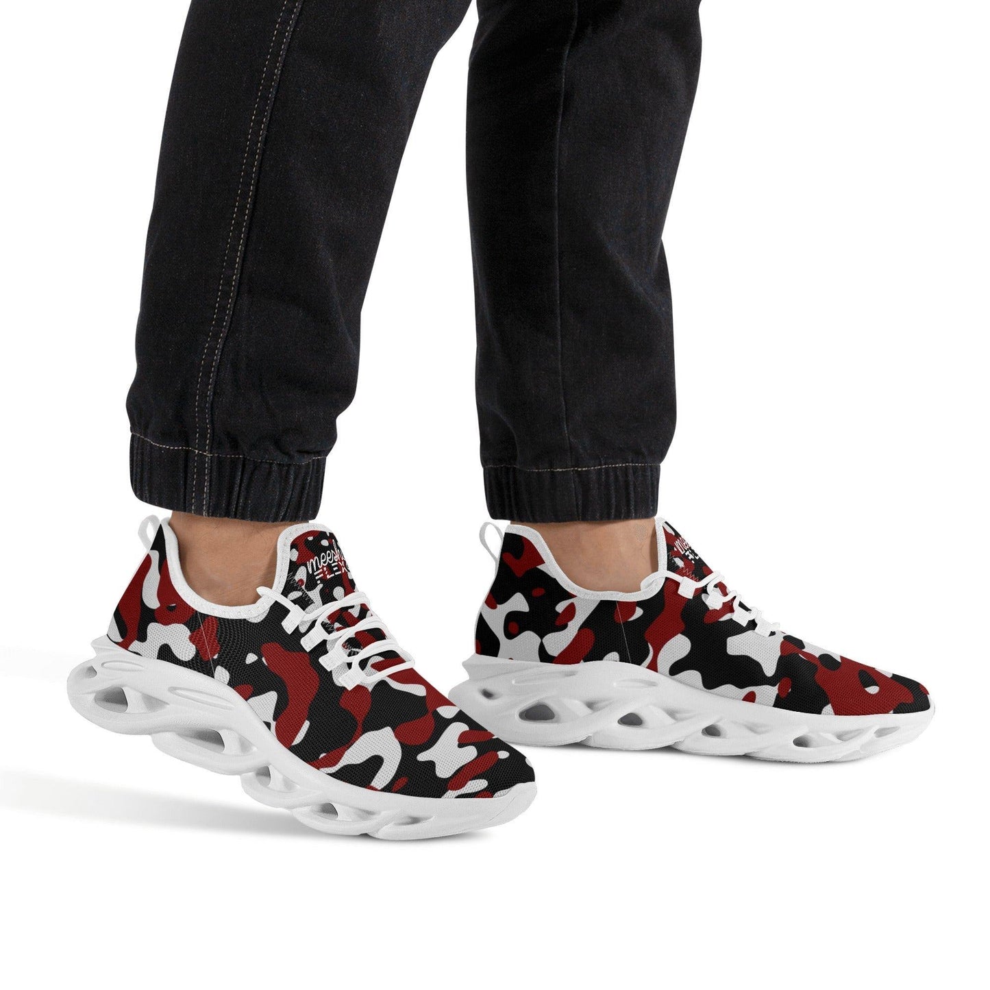 Schwarz Rot Weiß Camouflage Meeshy Flex Herren Sneaker -- Schwarz Rot Weiß Camouflage Meeshy Flex Herren Sneaker - undefined Sneaker | JLR Design