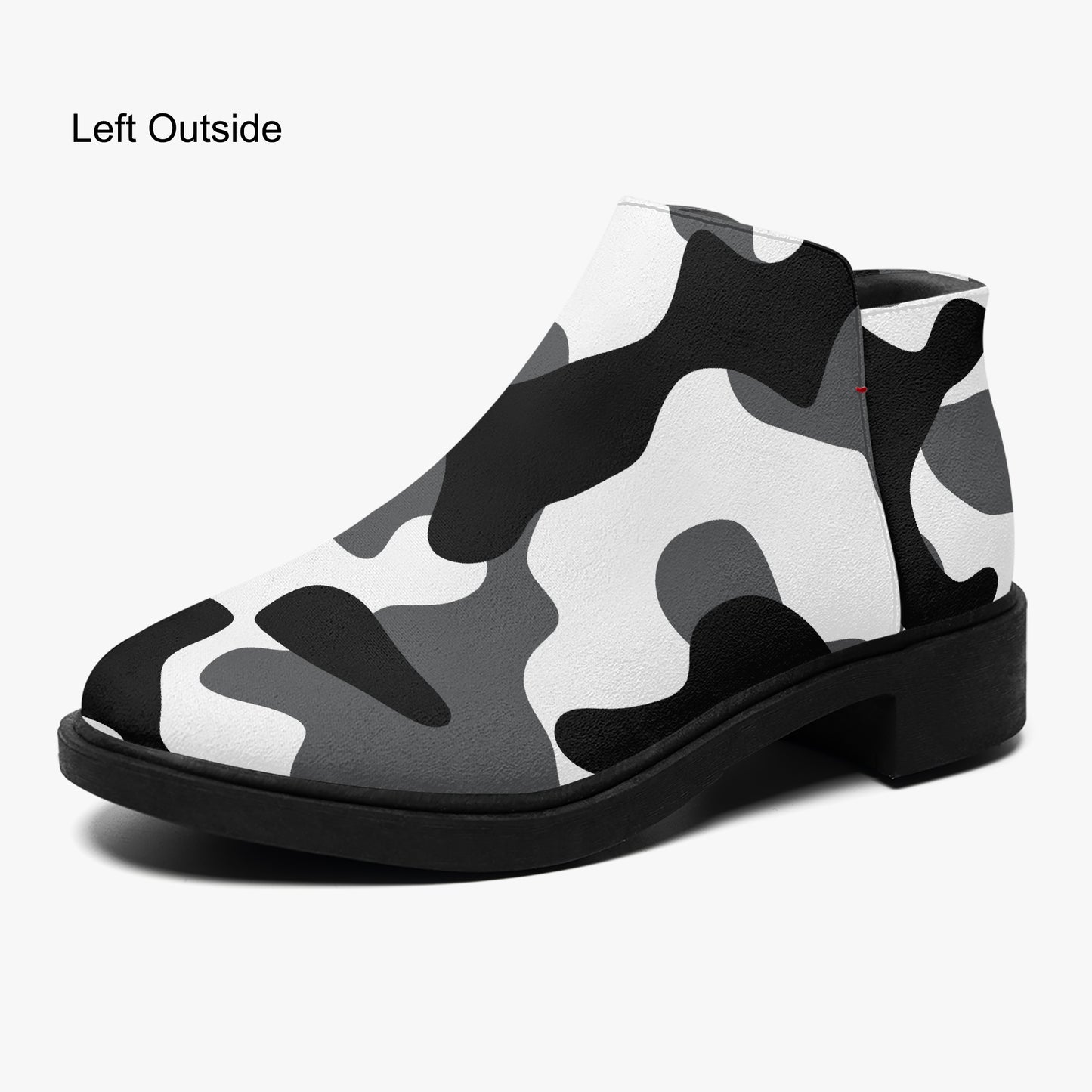 Schwarz Weiß Camouflage elegante Reißverschluss-Stiefeletten Stiefeletten JLR Design