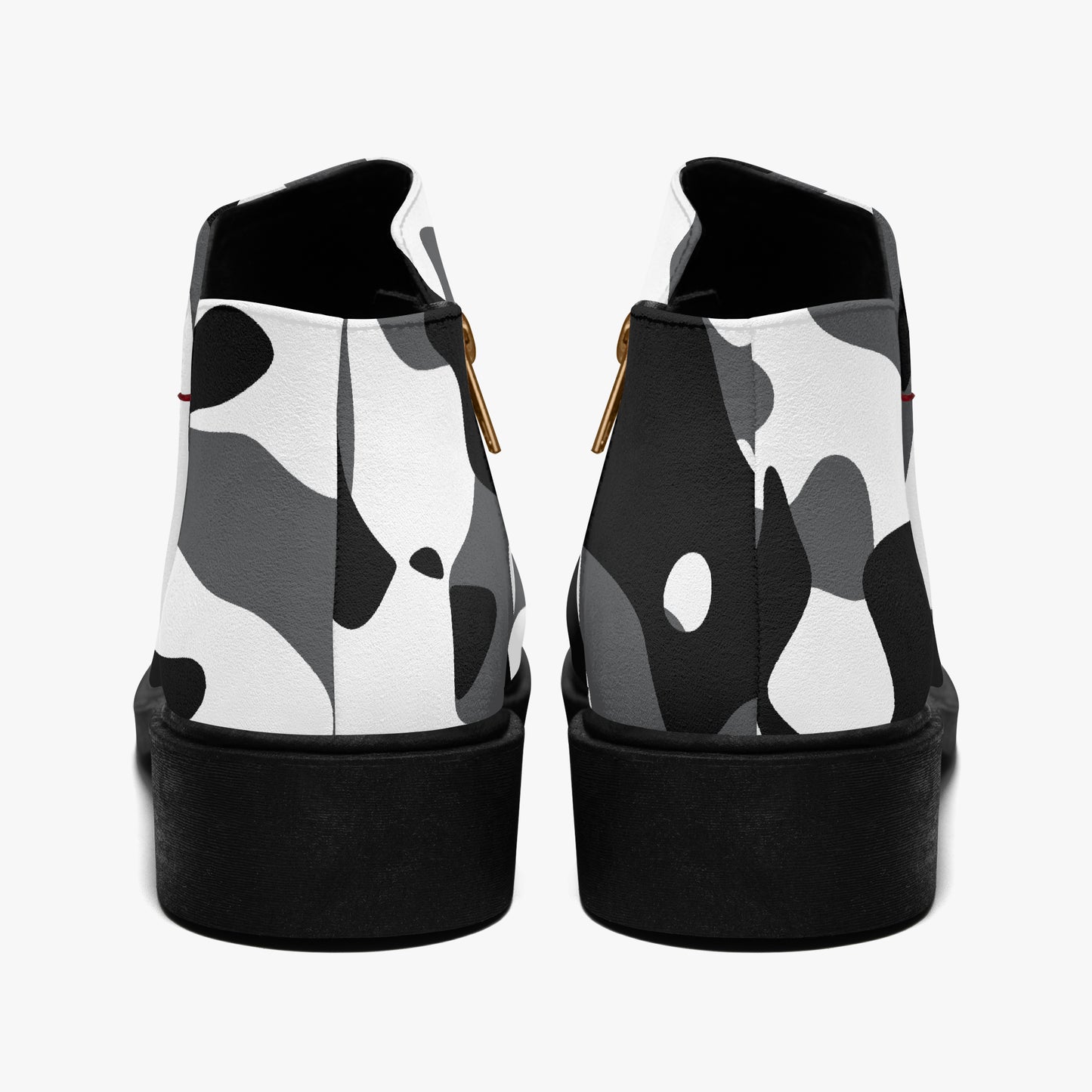 Schwarz Weiß Camouflage elegante Reißverschluss-Stiefeletten Stiefeletten JLR Design