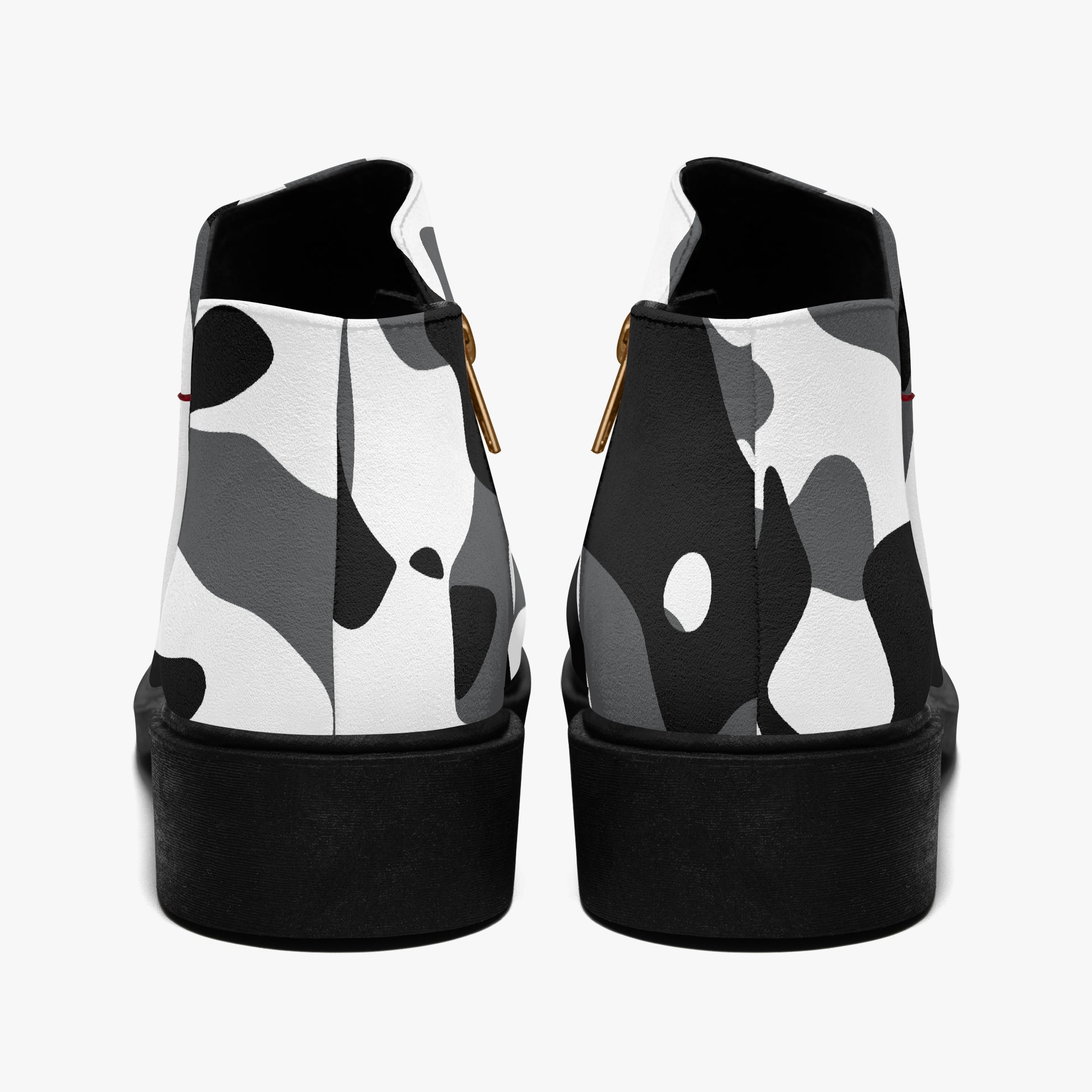 Schwarz Weiß Camouflage elegante Reißverschluss-Stiefeletten Stiefeletten JLR Design