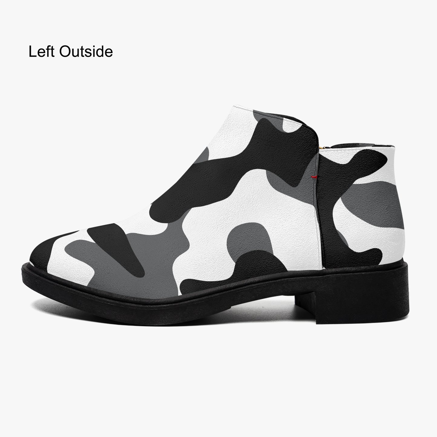 Schwarz Weiß Camouflage elegante Reißverschluss-Stiefeletten Stiefeletten JLR Design
