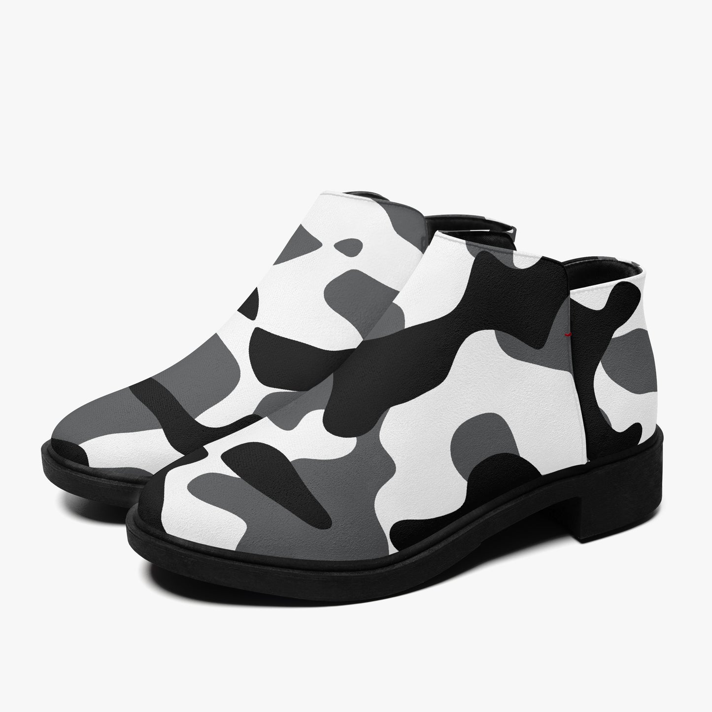 Schwarz Weiß Camouflage elegante Reißverschluss-Stiefeletten Stiefeletten JLR Design
